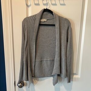 Gray Open Front Cardigan Sweater
